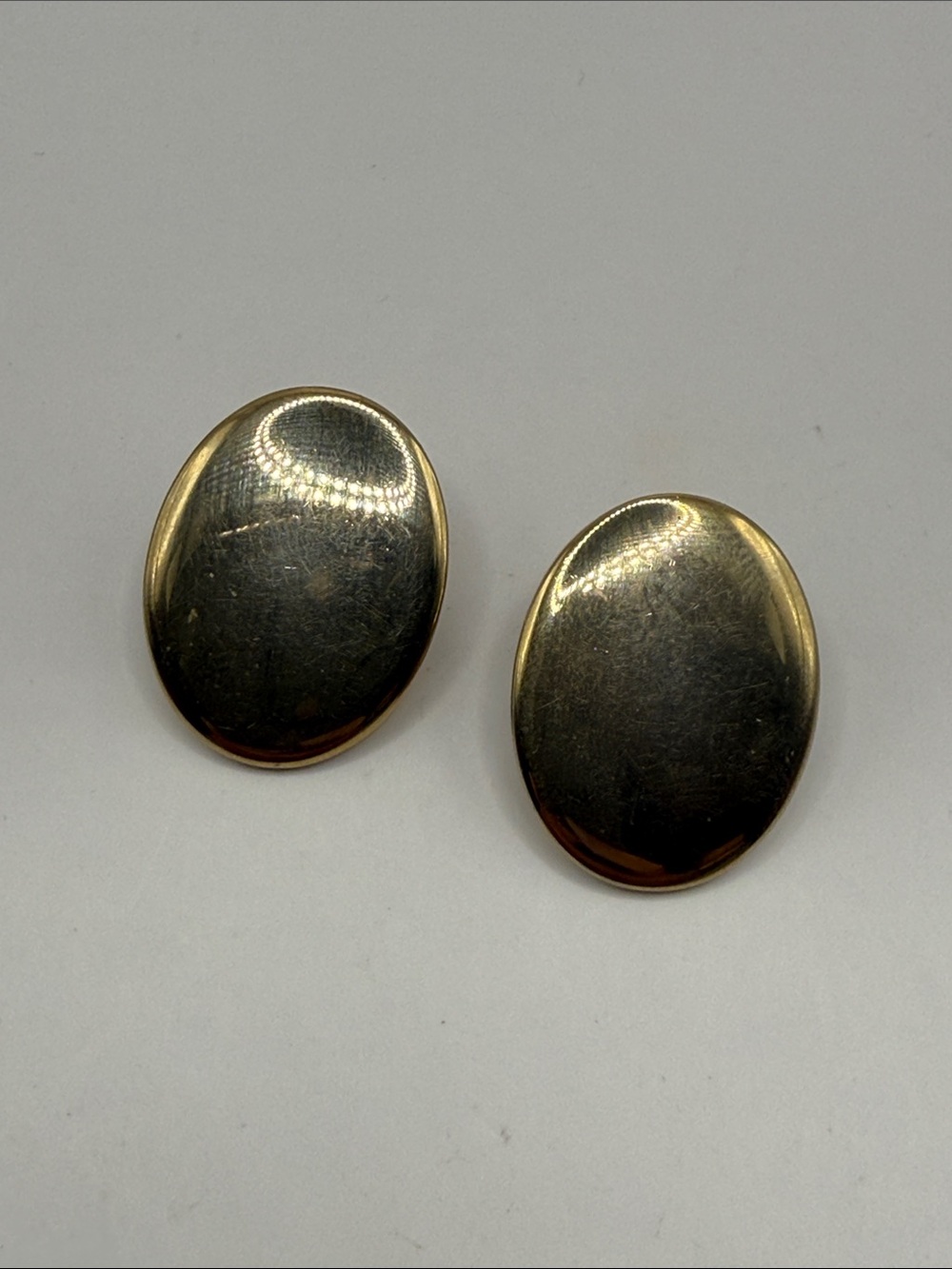 Vintage Roman Gold Tone Oval Stud Dangle Drop Statement Earrings